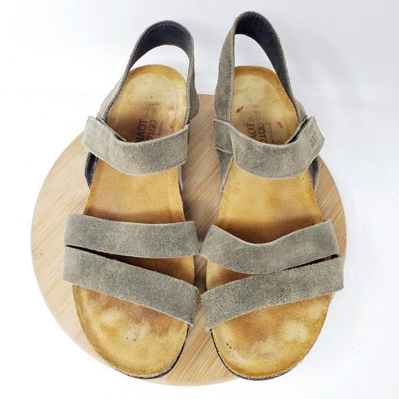 Naot Sandals Womens 39 Kayla Green Suede Leather Strappy Low Wedge Comfort Shoes - Picture 4 of 12